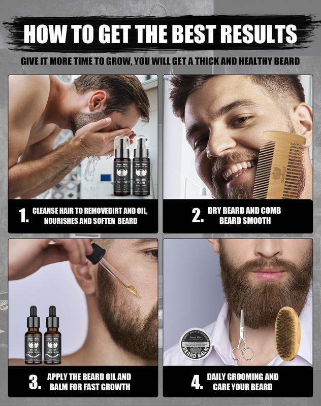 Beard Grooming Kit, Father's Day Gifts, Beard Gift Kit, Beard Growth Kit with 2 Pack Beard Original Oil,Beard Brush,Wash Conditioner for After Shave Lotions,Balm,Combs,Razor & Brush Stands Scissor, Christmas Fathers Gifts for Men