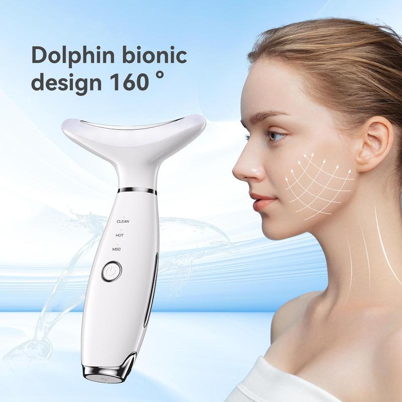 Rechargeable Neck & Face Beauty Care Tool, High Frequency Vibration Heat Compress Face Beauty Device, Massaging Machine, 3 Modes, Holiday & Birthday Gift