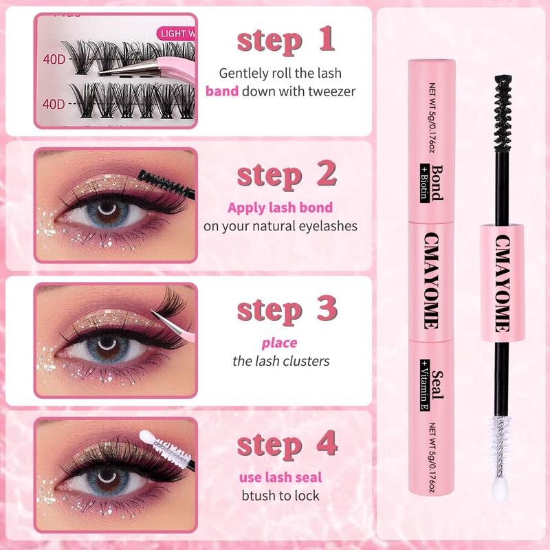 Natural Look Eyelash Extensions Kit, 640pcs Mixed Length Individual False Eyelashes, Self Grafting Curl Eyelashes, Eye Makeup Enhancement Tool for Women