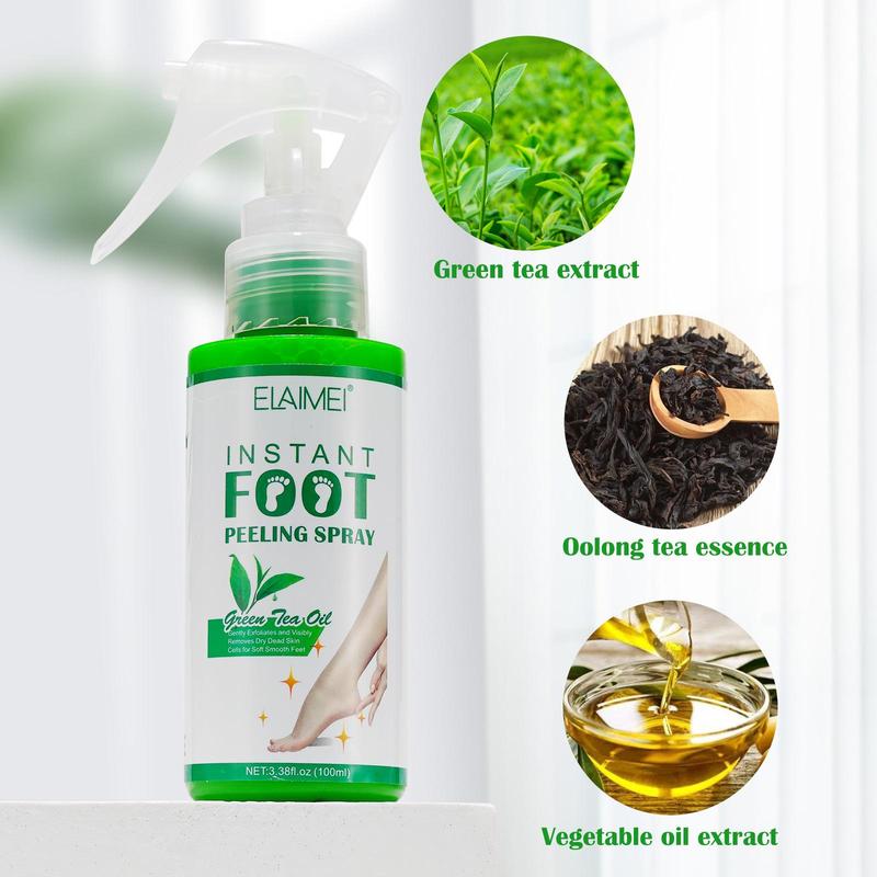 Green Tea Orange Foot Exfoliating Spray, 2 Counts set Gentle Foot Dead Skin Remover, Foot Care Product for Women & Men