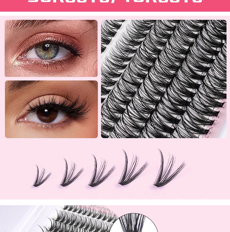 Natural Eyelash Extension Kit 240Pcs Eyelash String Kit Slim Eyelash Extensions 9-17mm Individual Eyelash Extensions with Bonding and Sealing Eyelash Adhesive, Eyelash Extensions, Cosmetics, Gifts Makeup Eyelashes Extensions