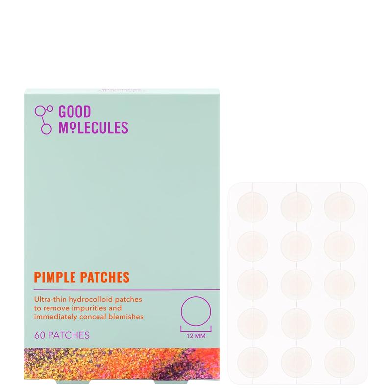 Good Molecules Pimple Patches (60 Patches) - Ultra-Thin Hydrocolloid Patches to Conceal Whiteheads, Blackheads and Blemishes, Target Ance and Impurities - Skin Care for Face with Cellulose and Pectin Good Molecules Good Molecules Good Molecules