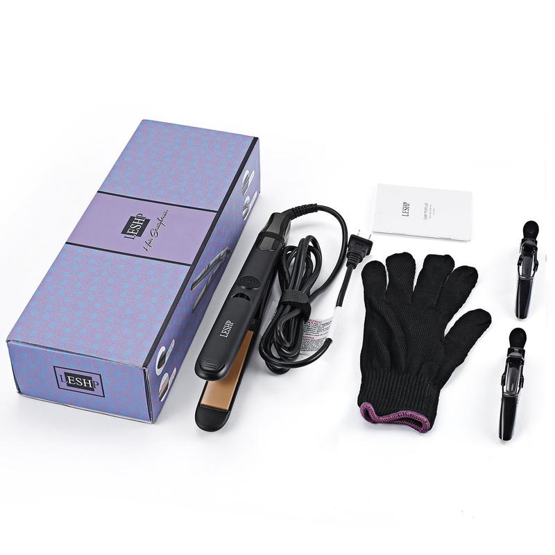 Leshp Flat Iron Hair Straightener With Floating Plate & Elasticity Cool Tip Ceramic Plates Automatic Safety Mode Lcd Display Adjustable Comfort