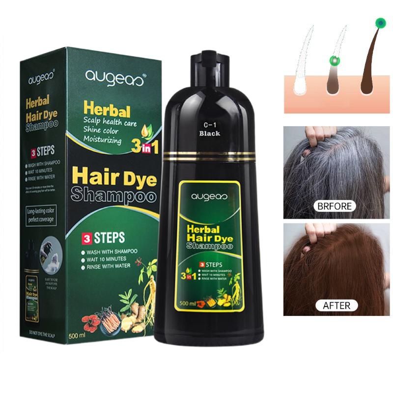 Instant Hair Dye Shampoo Hair Color Shampoo Chestnut Brown Hair Dye Shampoo for Women & Men 3 in 1- Herbal Ingredients Coloring Shampoo in Minutes, Instant Hair Colouring 500ml Haircare Pack of 1