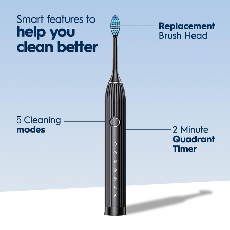 Electric Toothbrush Set, 1 Box Rechargeable Sonic Toothbrush & Replacement Brush Heads, Portable Oral Care Product for Adults