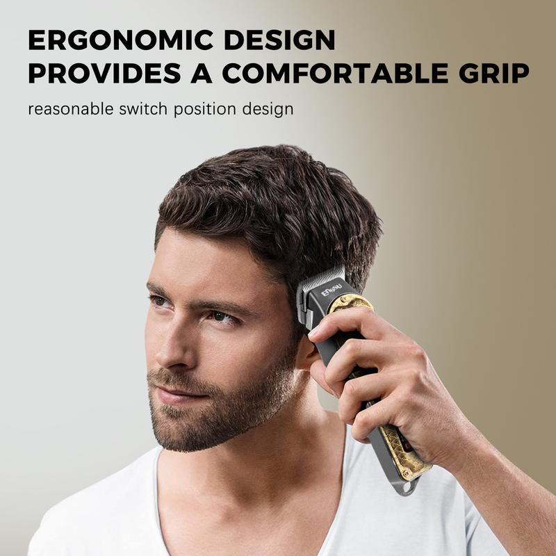 Hair Clipper & Trimmer Kit - Cordless, LED Display, Long Battery Life, Adjustable Steel Blades, Spectacular Comfort Detachable Hair