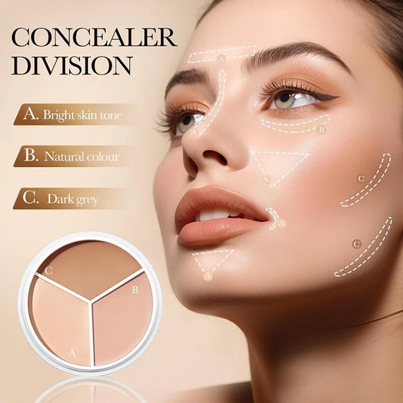 3-color Concealer Cream, Long-lasting Concealer Platte, Makeup Product for Women & Girls