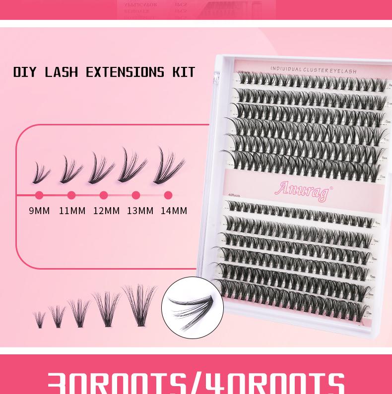 Natural Eyelash Extension Kit 240Pcs Eyelash String Kit Slim Eyelash Extensions 9-17mm Individual Eyelash Extensions with Bonding and Sealing Eyelash Adhesive, Eyelash Extensions, Cosmetics, Gifts Makeup Eyelashes Extensions