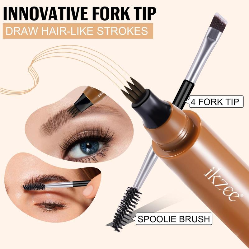 4 Fork Tip Eyebrow Pencil, 1 Count Long Lasting Eyebrow Pen with 1 Count Brush, Double-ended Eyebrow Brush, Eye Makeup Tool for Women & Girls, Christmas Gift