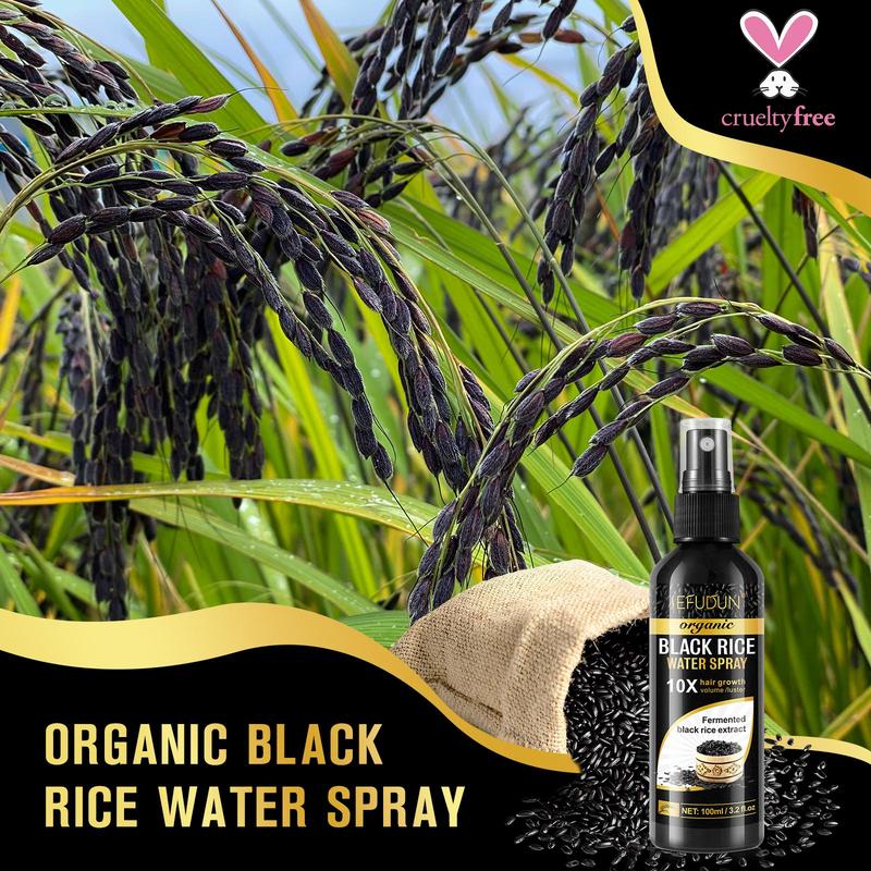 Black Rice Water Spray, 2 Counts set Natural Black Rice Hair Essence Spray, Hair Care & Styling Product for Dry, Frizzy, Weak Hair