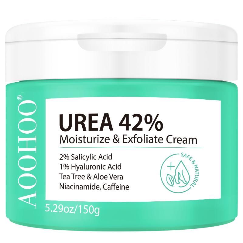 AOOHOO 42% Urea Cream Moisturize & Exfoliate Cream 5.29 0z(150g) Foot&Hand Cream for Dry Cracked Heels, Feet, Knees, Elbows, Hands, Corn&Dead Skin&Cuticle Callus Remover, Toenail Softener, Calloused Feet&Athletes Foot,1