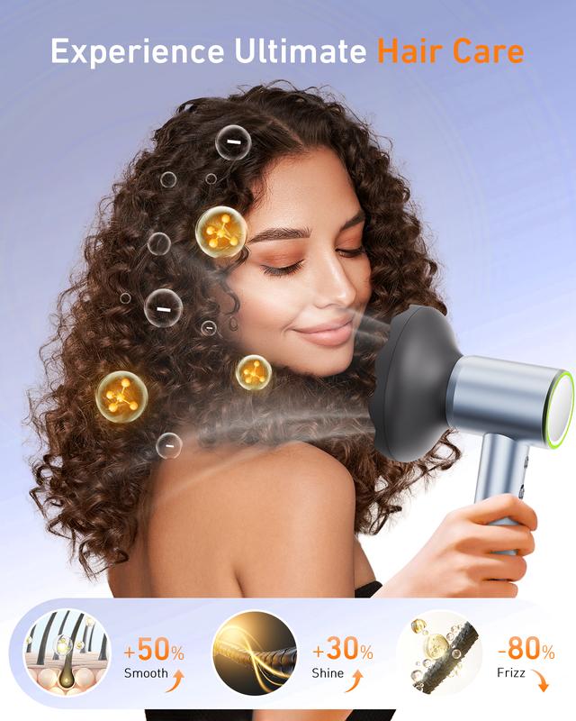 (Christmas Special Offer) Maxodo high-speed hair dryer, light, bass, negative ion, strong wind, ergonomic 4-speed intelligent temperature control, equipped with diffuser travel bag magnetic suction nozzle, Christmas, Thanksgiving, gifts