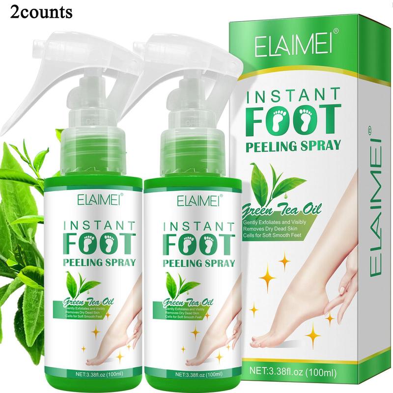 Green Tea Orange Foot Exfoliating Spray, 2 Counts set Gentle Foot Dead Skin Remover, Foot Care Product for Women & Men