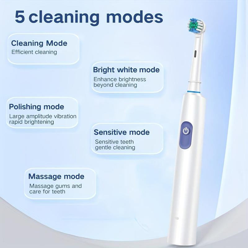 Electric Toothbrush Set, 1 Box Rechargeable Rotating Toothbrush & Replacement Brush Heads, Portable Oral Care Tool for Home & Travel, Christmas Gift