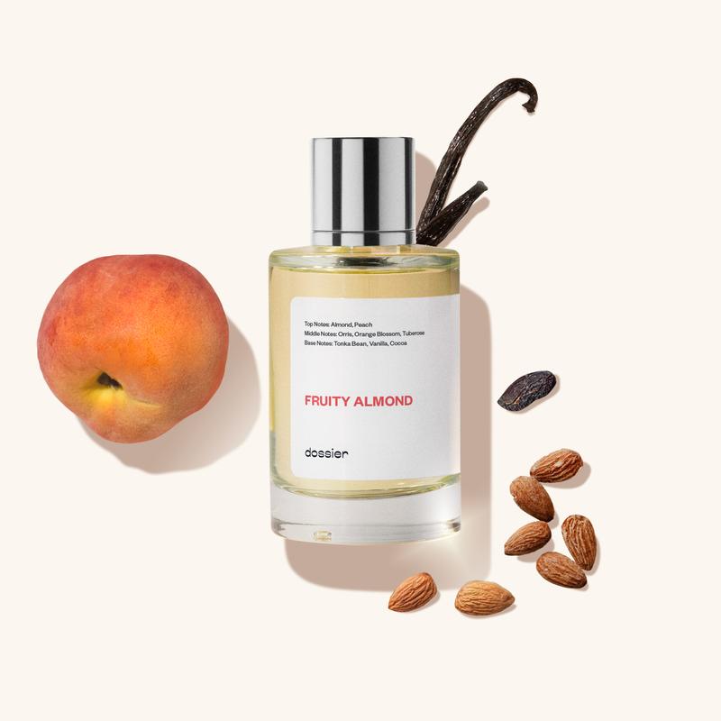 Fruity Almond, Dossier, Women Perfume, 50ml, Eau de Parfum, Almond, Peach, Orange Blossom, Tuberose, Tonka Bean, Cocoa, Vanilla