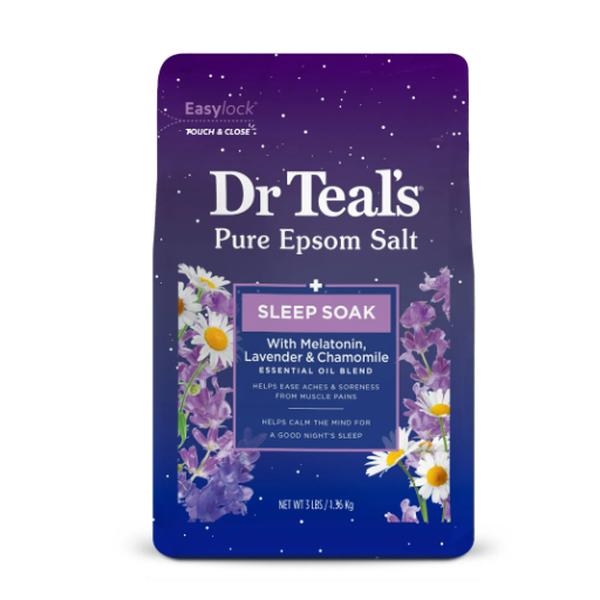 Dr Teal's Pure Epsom Salt Soak, Sleep Blend with Melatonin, Lavender & Chamomile, 3 lbs