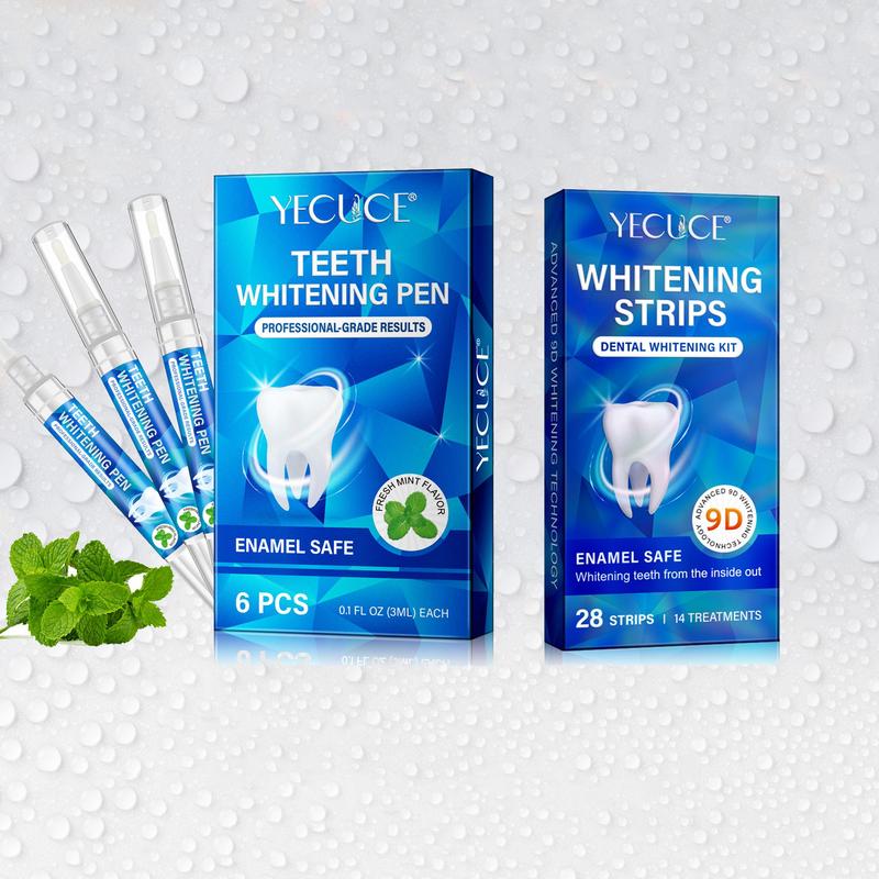 Teeth Whitening Kit, 2 Counts set Teeth Cleaning Kit Including Teeth Whitening Pen & Whitening Strips, Daily Use Oral Care Products, Dental