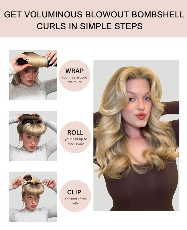 4PCS Satin Heatless Hair Curlers Curling Set Overnight Blowout Curls Rods No Heat Self Curling Jumbo Rods Hair Rollers Set for Fine Thin Long Hair Heatless Curl Silk Hair Wrap Haircare