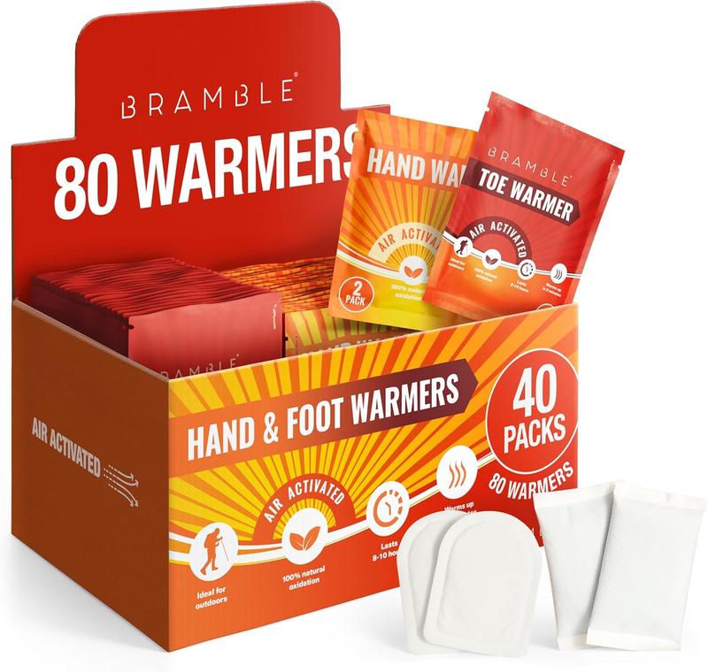 BRAMBLE Hand and Foot Warmers - Long-Lasting Heat Packs (8h) for Outdoor Activities, Sports, and Cold Weather (40 pack) - Bottles, Pet