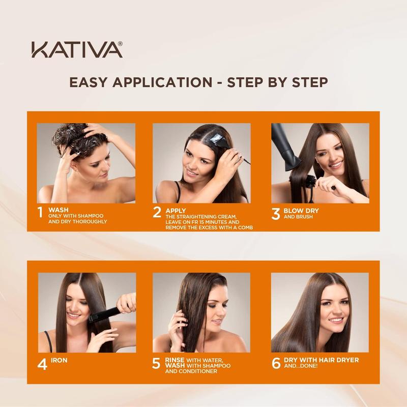 Kativa Brazilian Straightening Kit, 12 Weeks Straighter Hair, with Argan Oil, Shea Butter, Haircare Comfort Conditioner