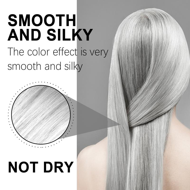 Light Grey Silver Colour Cream,Instant Silver Gray Dye Hair for All Hair Types, Easy to Apply Color Long Lasting Non-damaging Gray Haircare Aloe