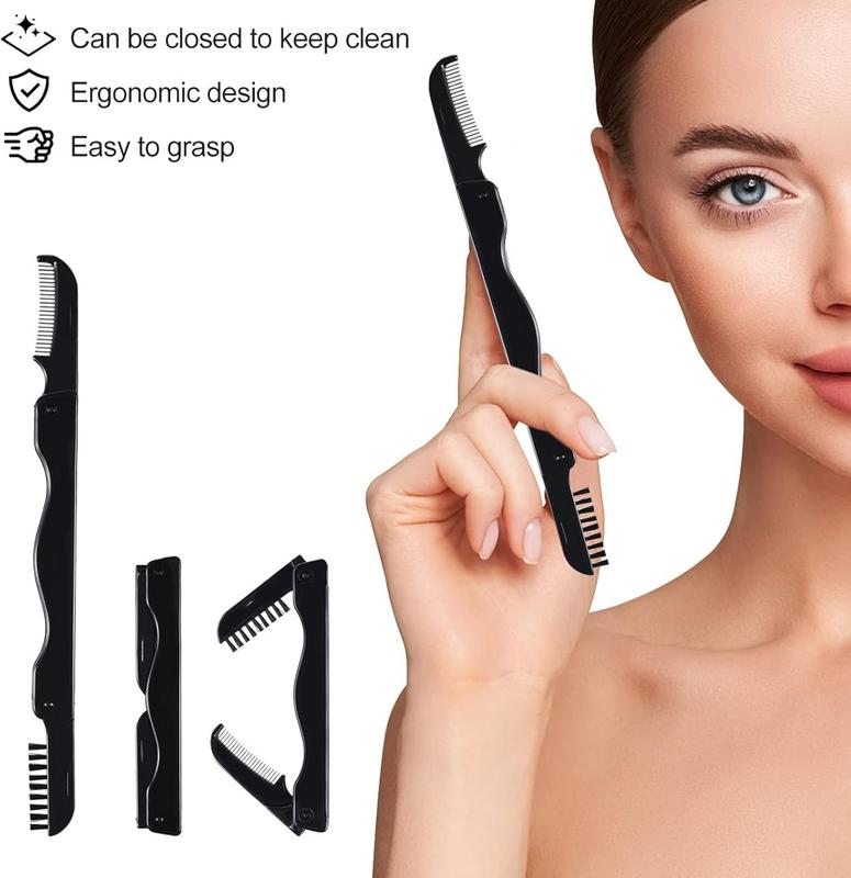 Eyelash Curlers Kit for Women w Lash Curler, Eyelash Comb Seperator, 3 in1 Mascara Brushes, Eyelash Extension Tweezers, Foldable Eyebrow Brush and Comb, 10 Silicone Refills Pads for Natural Eyelashes