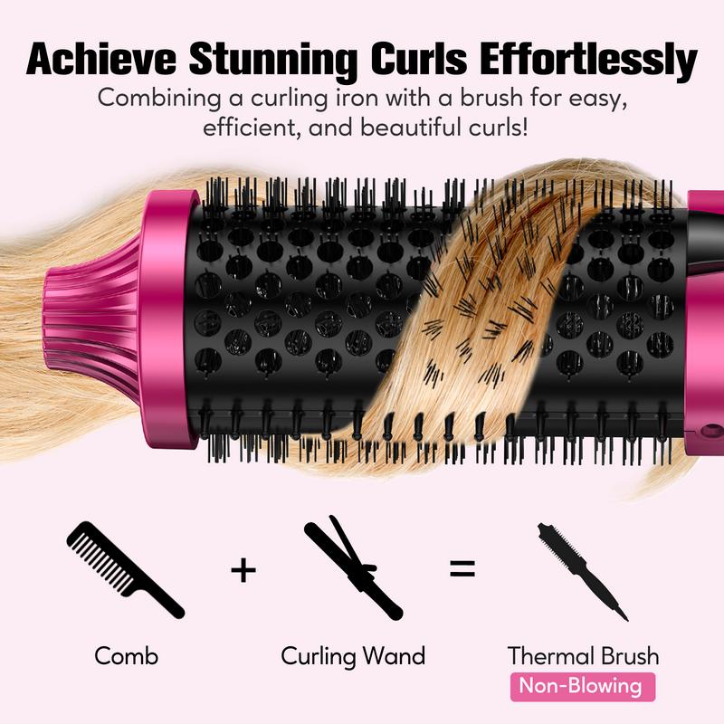 Terviiix 1.77 Inch Ionic Thermal Brush, Curling Iron Brush for 90's Voluminous Style, Non-blowing Heated Round Brush, Adjustable Temperature