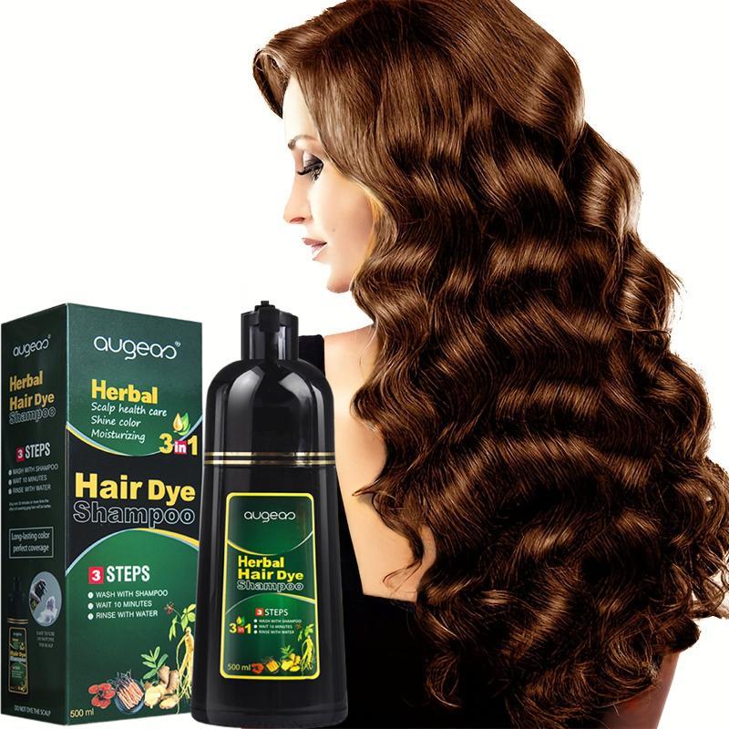 Instant Hair Dye Shampoo Hair Color Shampoo Chestnut Brown Hair Dye Shampoo for Women & Men 3 in 1- Herbal Ingredients Coloring Shampoo in Minutes, Instant Hair Colouring 500ml Haircare Pack of 1