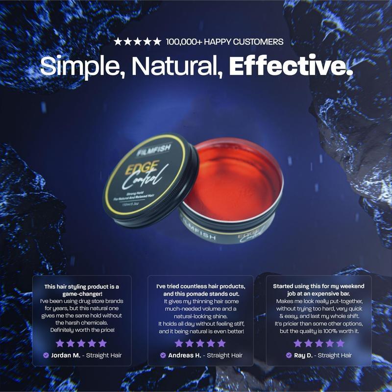 [FILMFISH] Edge Control Hair Gel, Strong Hold, Thick Edges, Styling Gel, Non-Greasy, Non-Flaking, No White Cast, Long Lasting, Supports Hair Growth, Natural Formula, For All Hair Types，Can be used by both men and women thick  edges