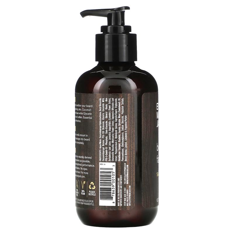 Every Man Jack Beard + Face Wash, Sandalwood, 6.7 fl oz (200 ml)