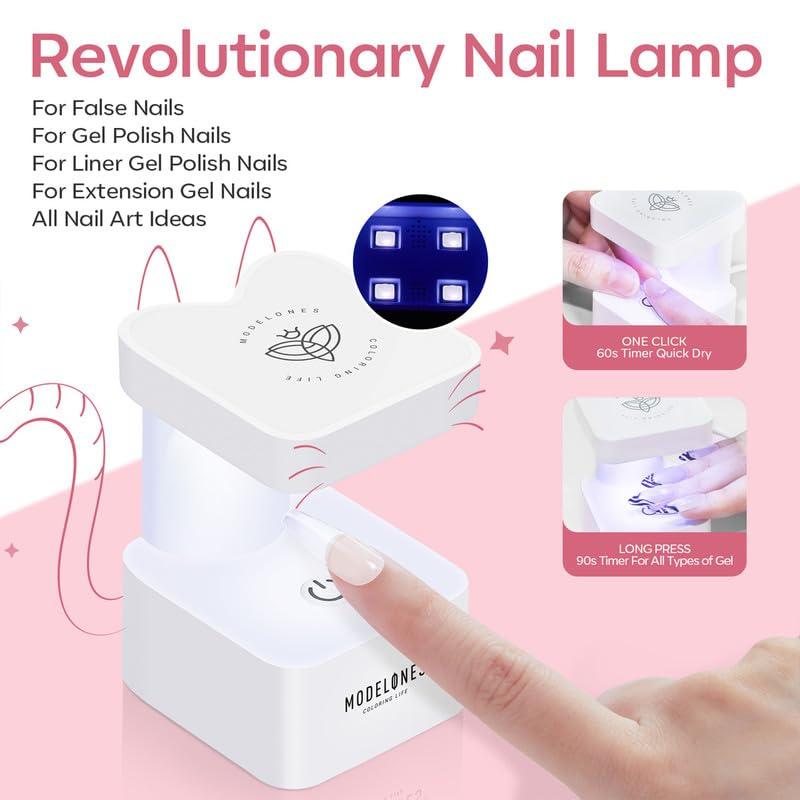 Modelones Nail Tips Kit 500Pcs Soft Gel Nail Tips 4 In 1 Nail Glue with uv lamp nail-clipper dehydrate Christmas gifts GEL-X at home Extension Set Manicure Nail Art home DIY new year gift diy starter all-in-one kits