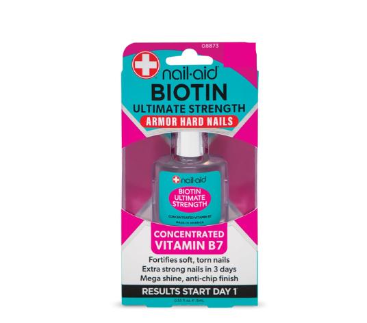 Nail-Aid Biotin Ultimate Strength - Nail Treatment & Strengthener - Clear, 0.55 Fl Oz (08873) Nail Care Nail Polish Peeling Nail Art