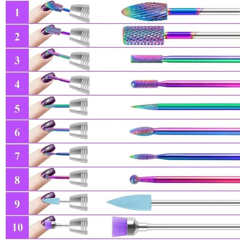 Nail Drill Bit Set, 10pcs Nail Drill Bit Set , Professional Nail Drill Bit Set, Manicure & Pedicure Tools