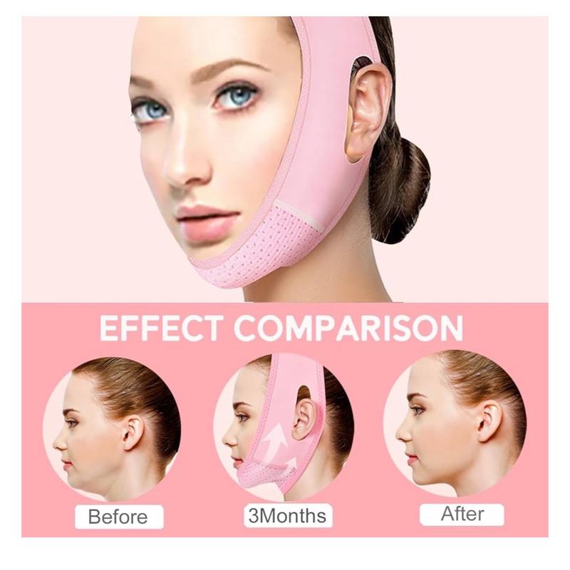 V-Line Chin Strap Adjustable for Sleeping and Jaw Exerciser, Pink