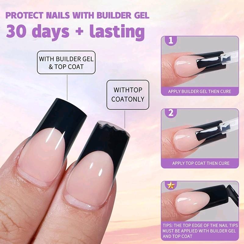 Beauty secrets nail glue +NAG French Tip Pressonnails set, 150pcs  Square French Tip Gel Nails, French on Nails for DIY Nail Art Nail Polish Cosmetic Lightweight Nail Care Manicure Lightweight Nail Care french gel nail tip misssix french