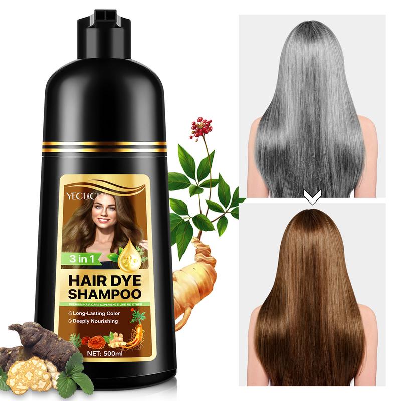 Live-Yecuce Herbal Ingredients Hair Color Shampoo for Gray Hair Coverage, long lasting - Black Or Coffee Hair Dye Shampoo 3 in 1 for Women Men Grey Hair (500ml)