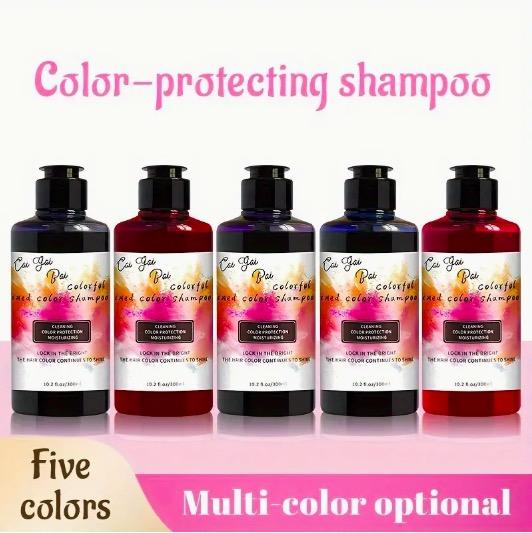 FVSHIP Color-Depositing Shampoo 10.144fl. oz, for birthday parties, music festivals, Halloween, Christmas DIY hair color, suitable for blonde, silver, and gray hair - Colors available: Red - Pink - Purple - Gray - Blue.