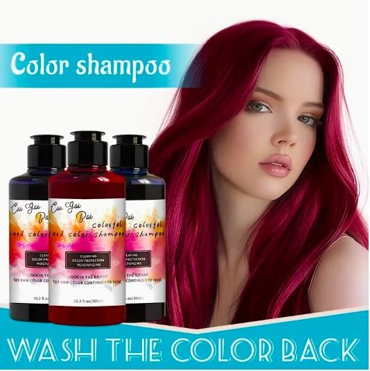 FVSHIP Color-Depositing Shampoo 10.144fl. oz, for birthday parties, music festivals, Halloween, Christmas DIY hair color, suitable for blonde, silver, and gray hair - Colors available: Red - Pink - Purple - Gray - Blue.