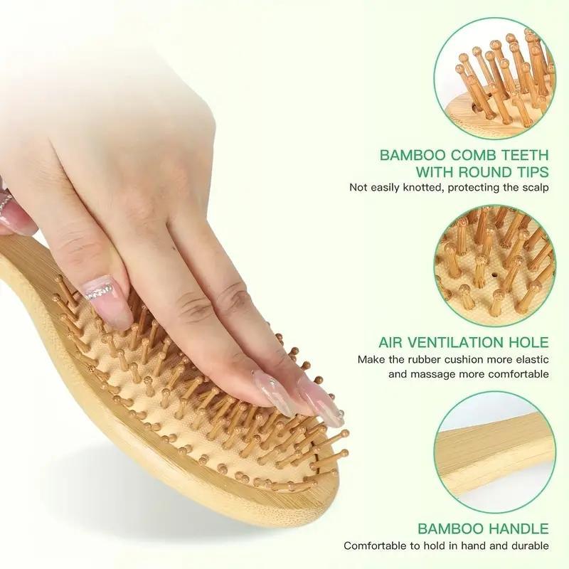 Bamboo Hair Brush, Eco-friendly Air Cushion Massage Comb, Natural Paddle Bamboo Massage Hair Brush For Women And Men