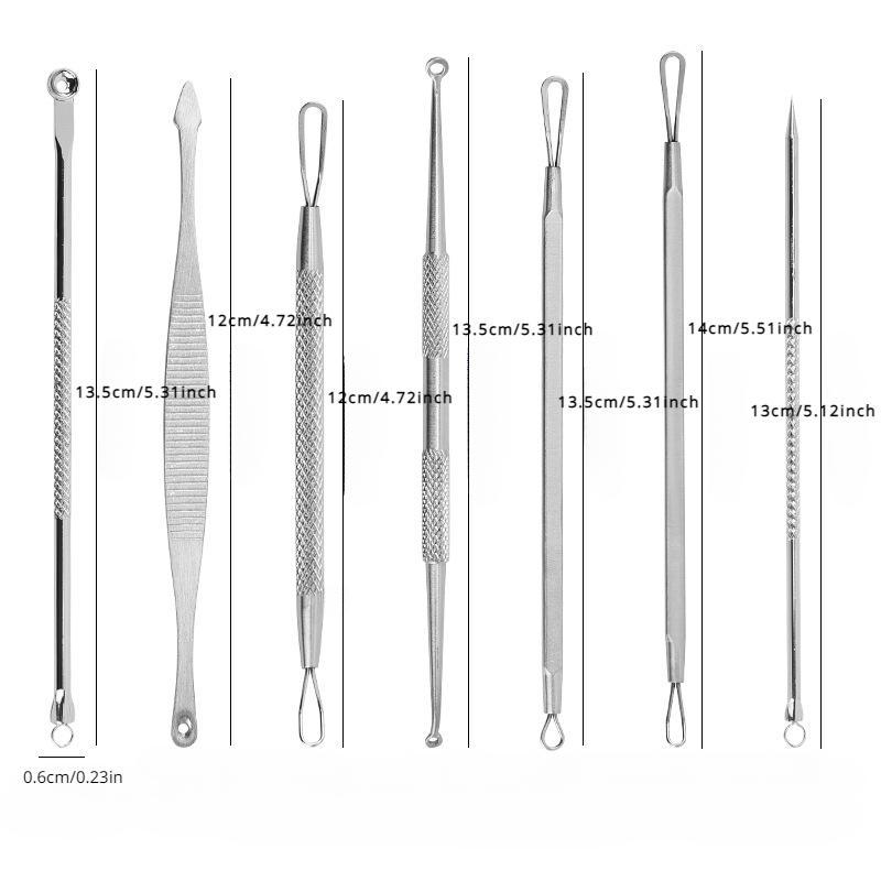 Professional Stainless Steel Blackhead Cleaner Tool Kit, 7 Counts set Stainless Steel Comedone Extractor Tools for Pimple, Blackheads, Removal Kit with Case, Christmas Gift