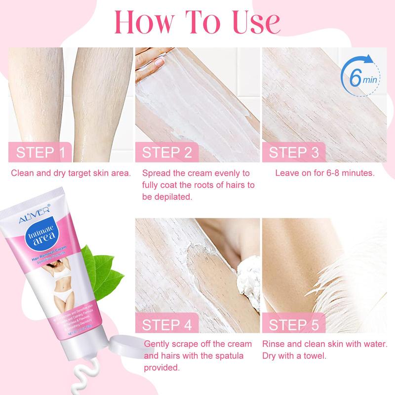 Hair Removal Cream Set, Including 2 Counts Hair Removal Cream and 2 Counts Scraper, Gentle Formula Painless Hair Removal Cream, Suitable for Underarm, Leg, Private Parts