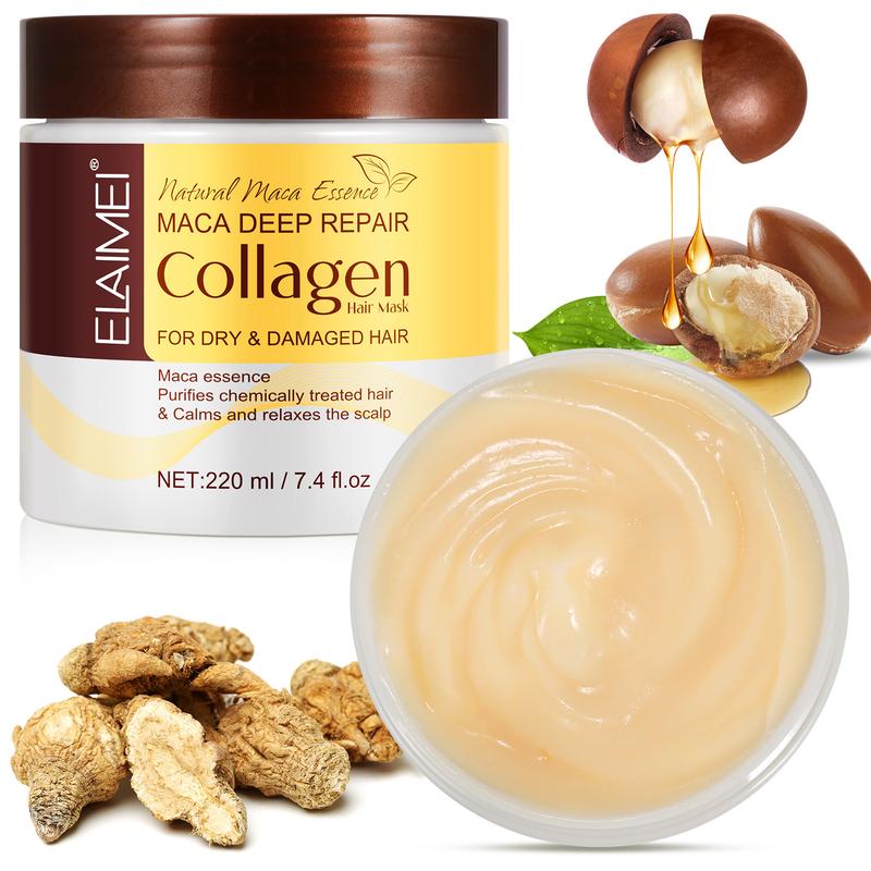 Collagen Hair Repair Mask for Dry & Damaged Hair, Nourishing Haircare Restorative Argan Shampoo with Maca, Avocado Oil & Fatty Acids