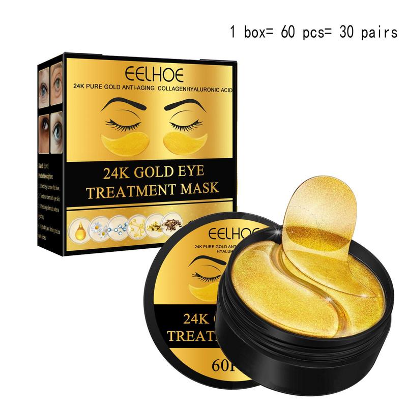 24k Gold Moisturizing Eye Mask, 60pcs set Tightening and Lifting Eye Patches, Hydrating Brightening & Firming Eye Sticker, Beauty & Personal Eye Care Product, Skincare Products Skincare Set, Fall Gift