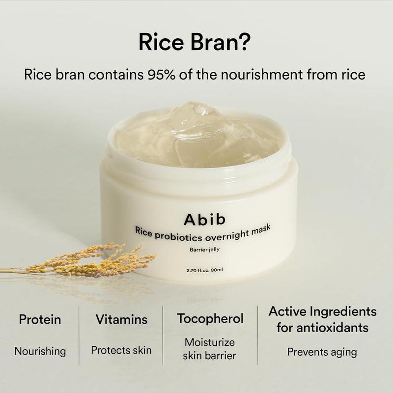 Abib Rice Probiotics Overnight Mask Barrier Jelly 2.70 fl.oz.   80ml Gel Skincare Evening Hydrating Moisture Sensitive Skin Repair