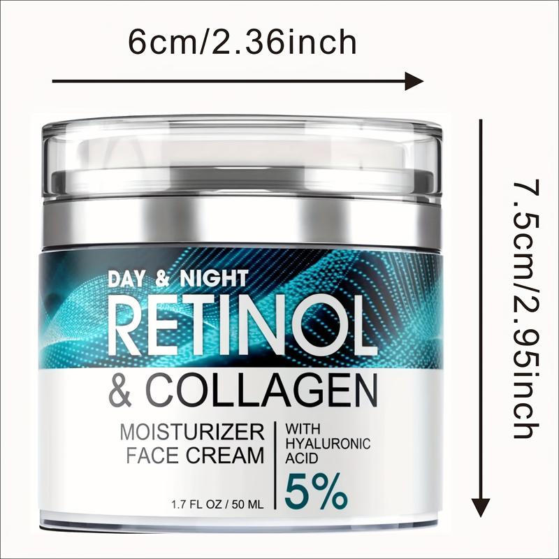 Retinol Cream for Face, Anti Aging Face Moisturizer for Women & Men, Day & Night Face Cream with Collagen,  Anti Wrinkle Cream, 1.85 Fl Oz