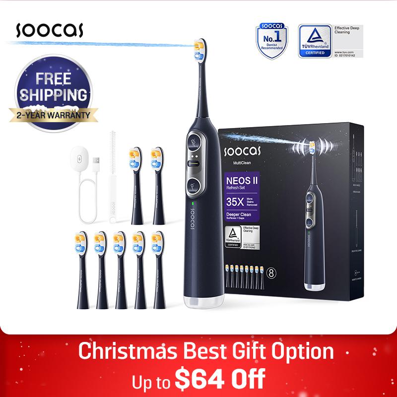 Soocas NEOS II - Electric Toothbrush with Water Flosser, Sonic Electric Toothbrush for Adults, Cordless Flossing Toothbrush with Built-in Water Tank