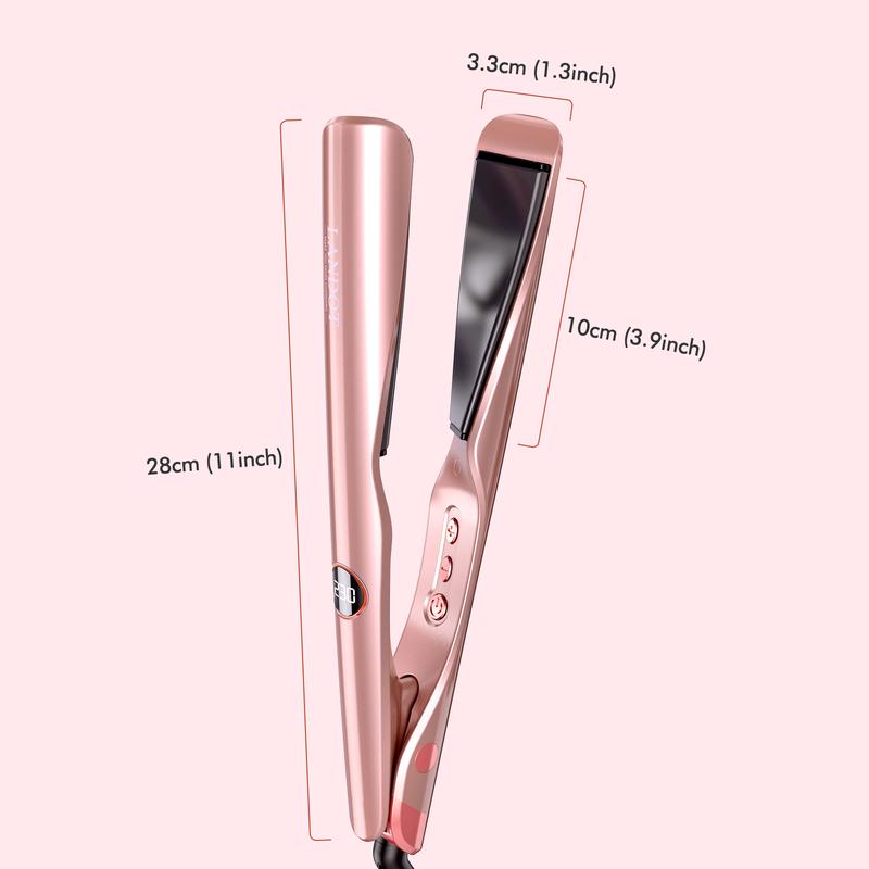 LANDOT Hair Straightener and Curler 2 in 1 Twist Straightening Curling Iron Combo for Curl & Wave & Straighten Hair Iron Comfort