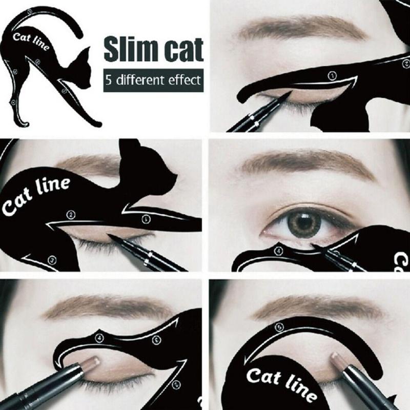 2pcs Cat Shape Eyeliner Stencil, Eyeliner Auxiliary Makeup Tool Eyeliner Guide Eye Shadow Template, Effortless Makeup Stencil Cards, Eye Makeup Aid Tool for Beginners