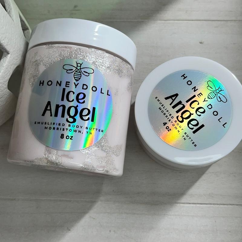 IceAngel Emulsified Body Butter - Snow Fairy Scented with Pear, Cotton Candy, Vanilla, and Cherry Notes - Shimmering Body Butter - Body Care