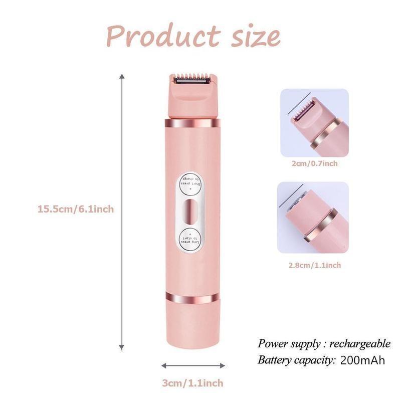 2 in 1 Rechargeable Electric Hair Shaver, 1 Count Double Cutter Head Design Hair Remover, Wet & Dry Use Body Hair Trimmer for Home & Travel